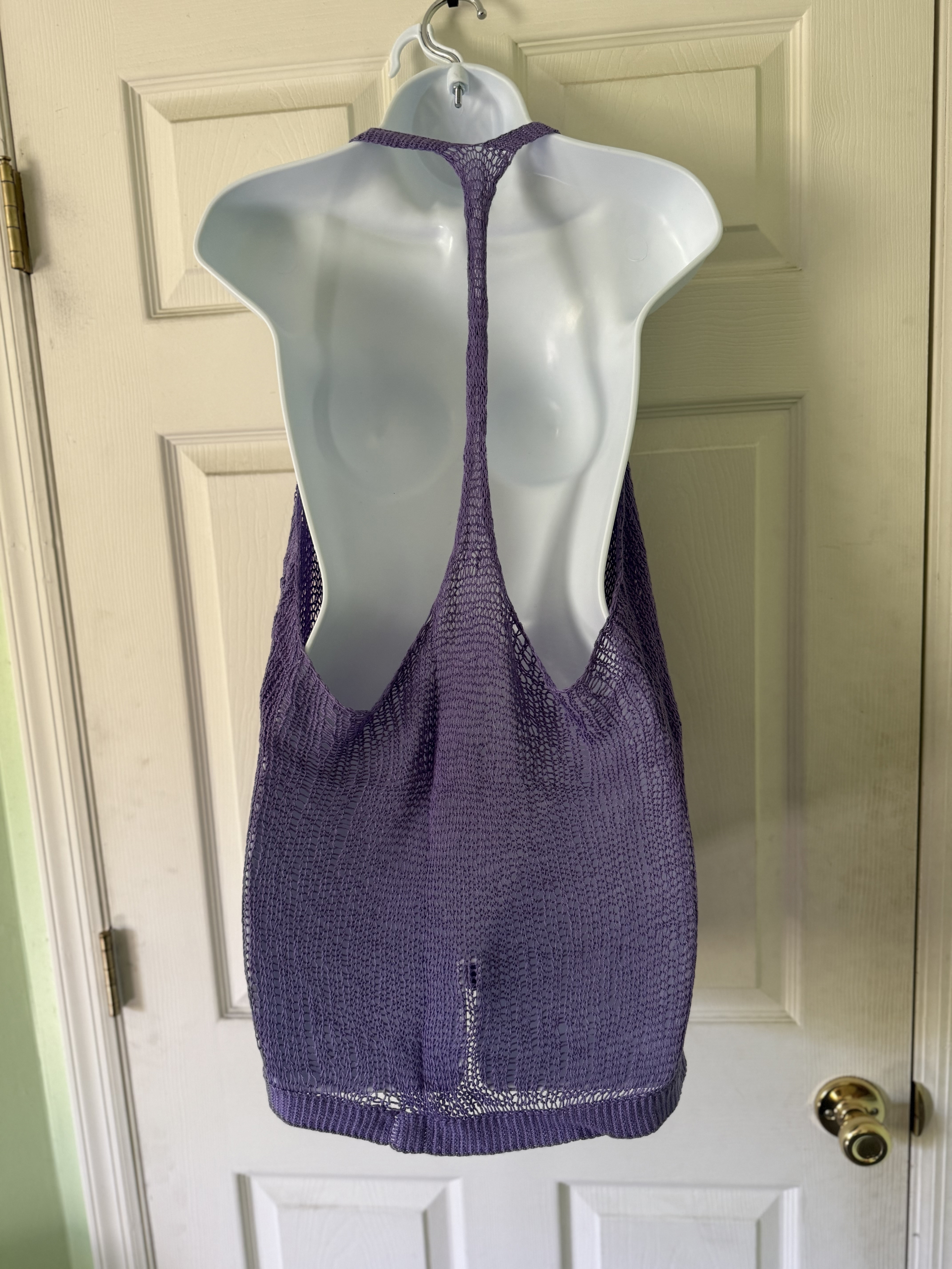 Knit Purple Cowl Tank Back